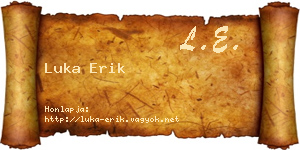 Luka Erik névjegykártya
